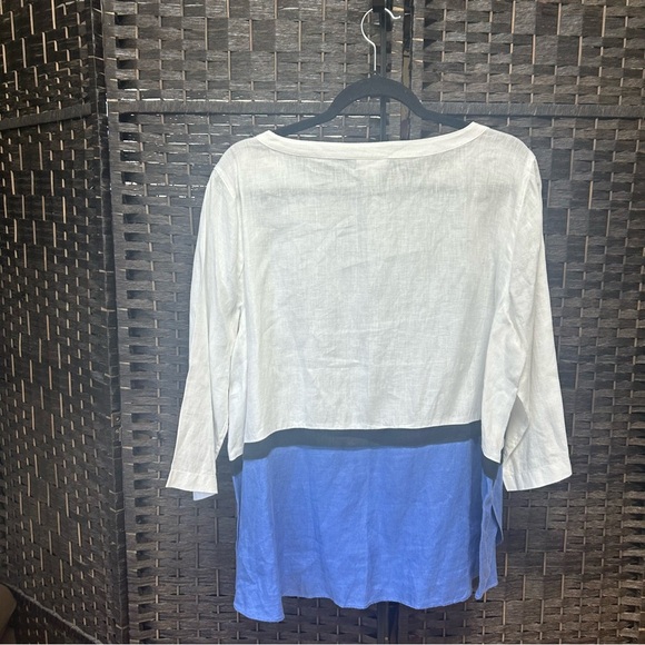 J. Jill linen tunic top size large white blue/purple and black - Picture 5 of 5